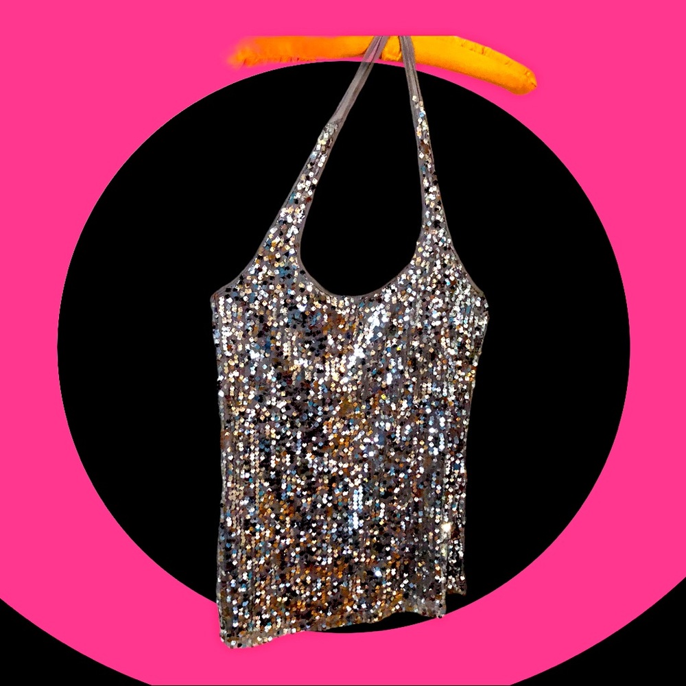 Silver Sequined Tank Top M
